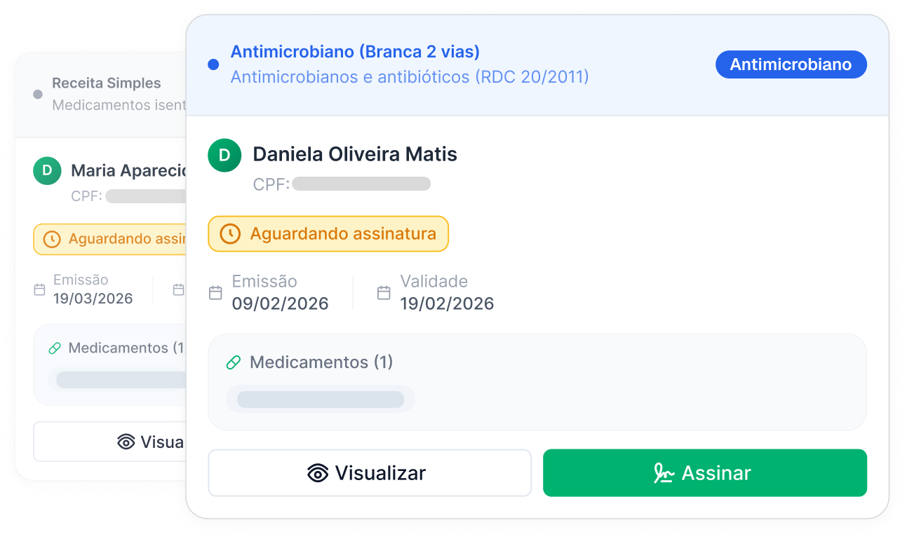 Receita digital AtendeBem com assinatura ICP-Brasil e QR Code